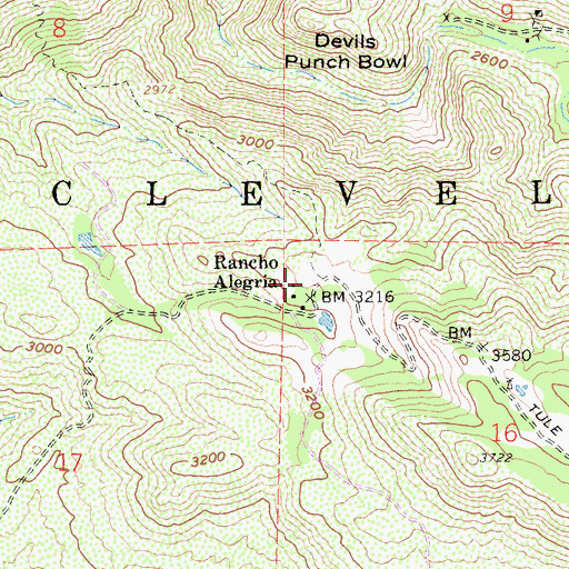 Topographic Map of Rancho Alegria, CA