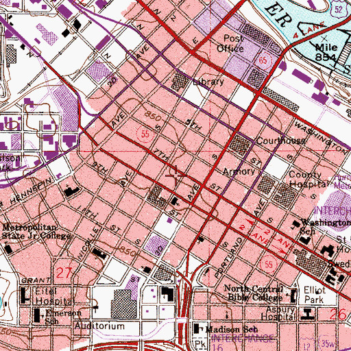 Topographic Map of Downtown Open School, MN