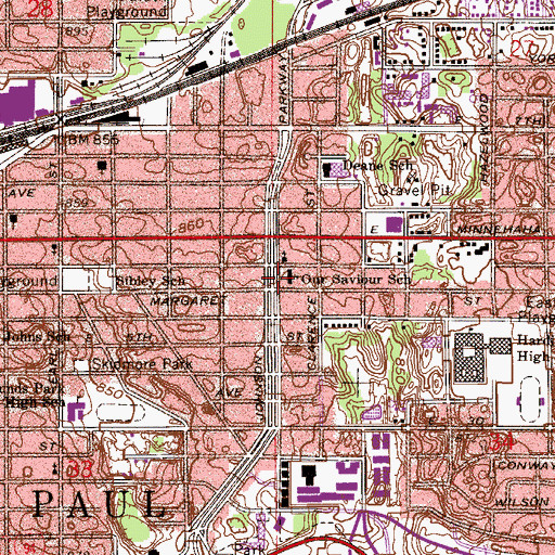 Topographic Map of Eastern Heights Lutheran School, MN