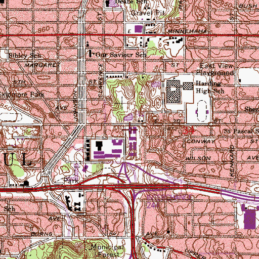 Topographic Map of Eastside Workplace Kindergarten, MN