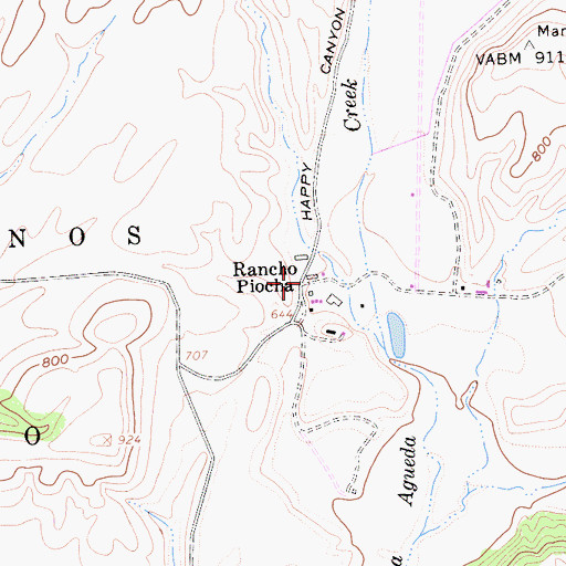 Topographic Map of Rancho Piocha, CA
