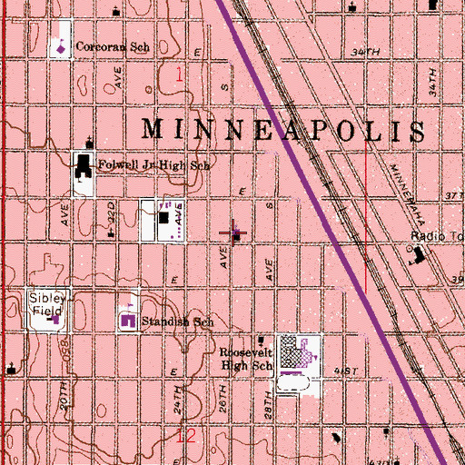 Topographic Map of Friendship Academy of Fine Arts School, MN