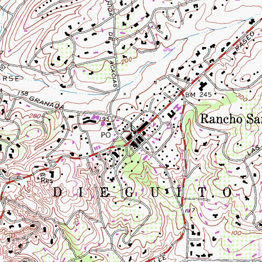 Topographic Map of Rancho Santa Fe, CA