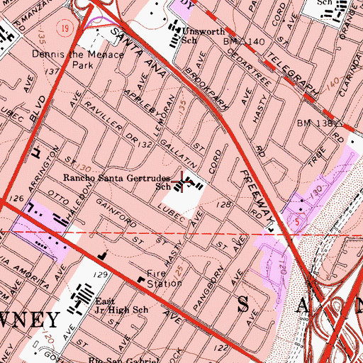 Topographic Map of Rancho Santa Gertrudes School, CA