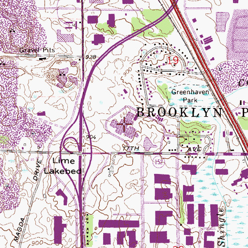 Topographic Map of Hennepin Technical College Brooklyn Park, MN