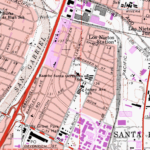 Topographic Map of Rancho Santa Gertrudes Elementary School, CA