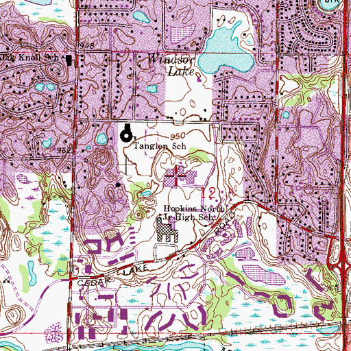 Topographic Map of Hopkins Alternative School, MN