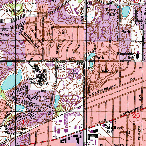 Topographic Map of Jefferson Senior High School, MN