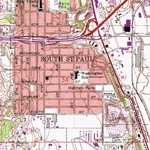Topographic Map of Kaposia Education Center Elementary School, MN
