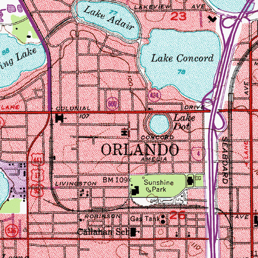 Topographic Map of Emmanuel Um Hm Of Orlando, FL