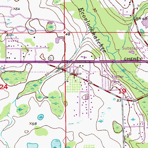 Topographic Map of Faith Free Will Baptist Church, FL