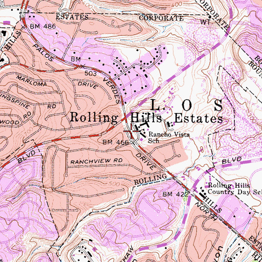 Topographic Map of Rancho Vista Elementary School, CA