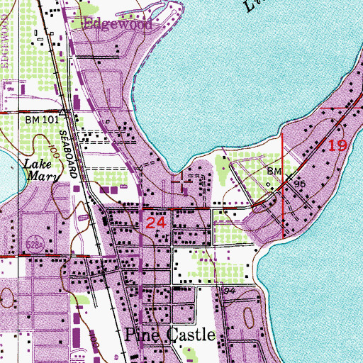 Topographic Map of First Baptist Church of Pine Castle, FL