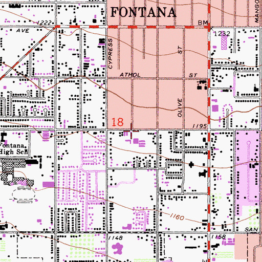 Topographic Map of Randall-Pepper School, CA