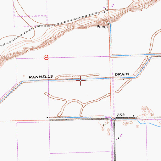 Topographic Map of Rannells Drain, CA
