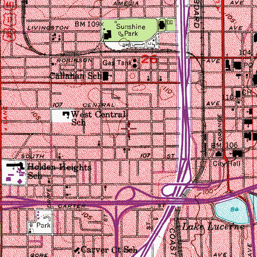 Topographic Map of Greater Refuge Memorial Church, FL