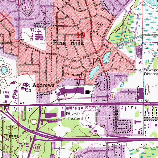 Topographic Map of Green Hill Presbyterian Church, FL