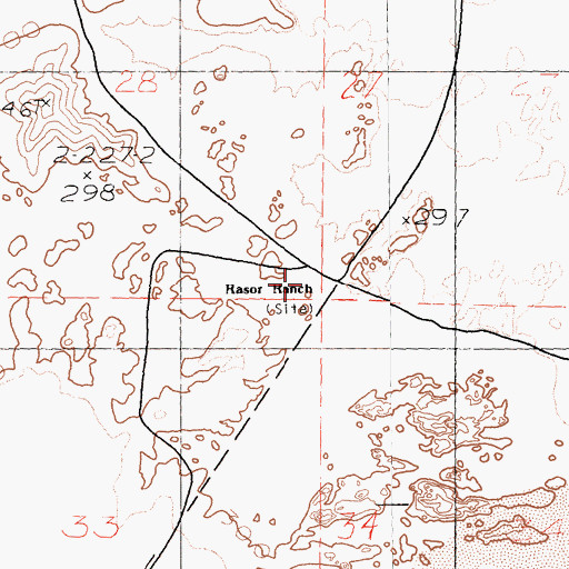 Topographic Map of Rasor Ranch, CA