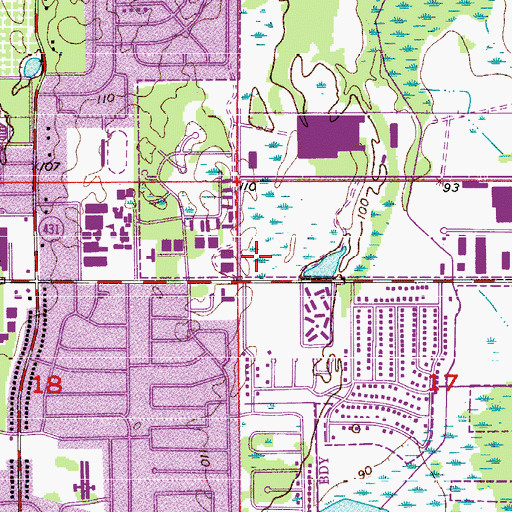 Topographic Map of Hyland Baptist Church, FL