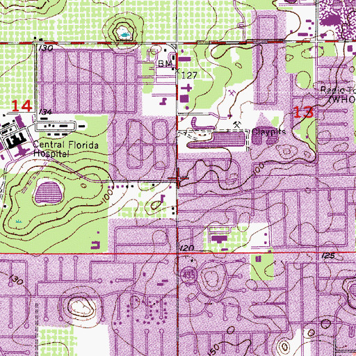 Topographic Map of Iglesia Bautista Central de Orlando, FL