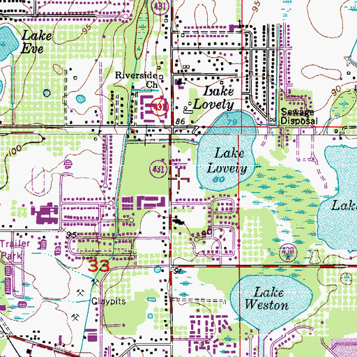 Topographic Map of Iglesia de Dios Pentecostal, FL
