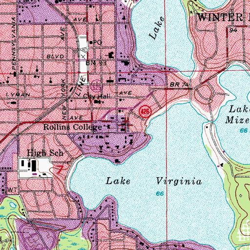 Topographic Map of Knowles Memorial Chapel, FL