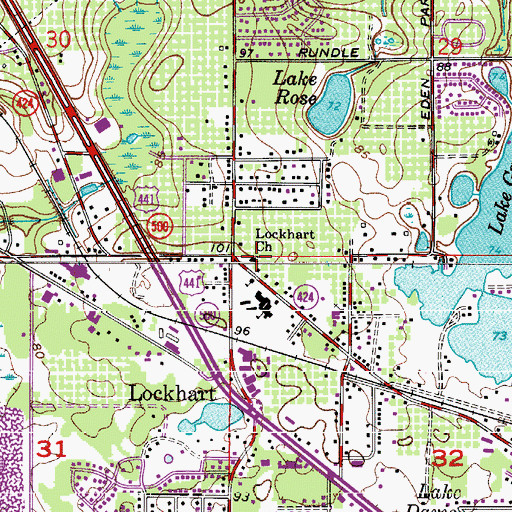 Topographic Map of Lockhart Baptist Church, FL