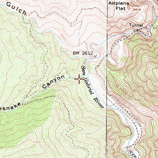 Topographic Map of Rattlesnake Canyon, CA