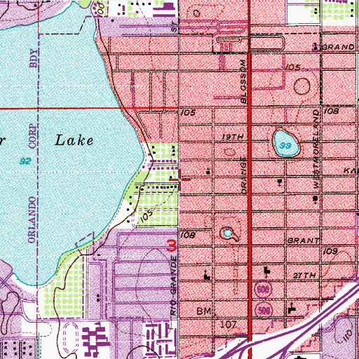 Topographic Map of New Covenant Baptist Church of Orlando, FL