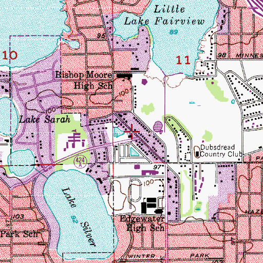 Topographic Map of Orlando Worship Center, FL