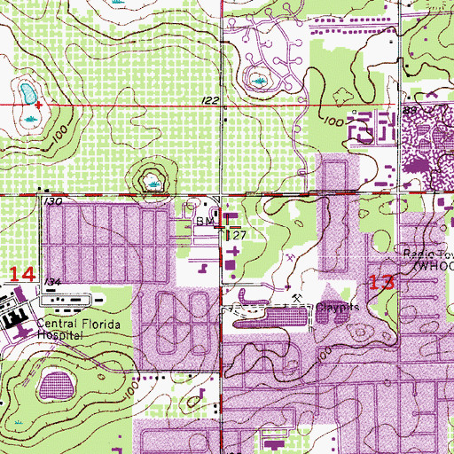 Topographic Map of Pine Hills Church of God, FL