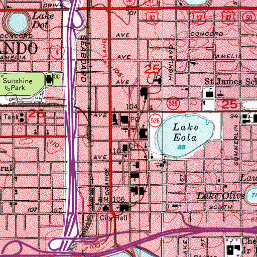 Topographic Map of Saint Luke Episcopal Cathedral, FL