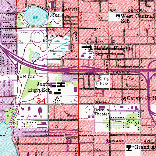 Topographic Map of Sinai Church of God, FL