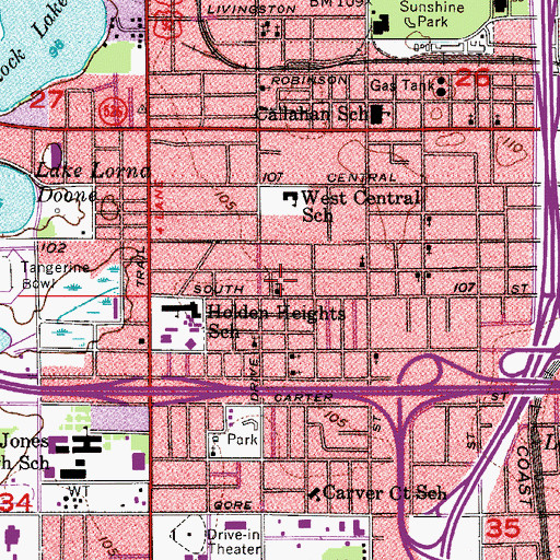 Topographic Map of True Gospel Holiness Church of Jesus, FL