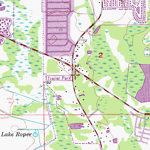 Topographic Map of True United Church, FL