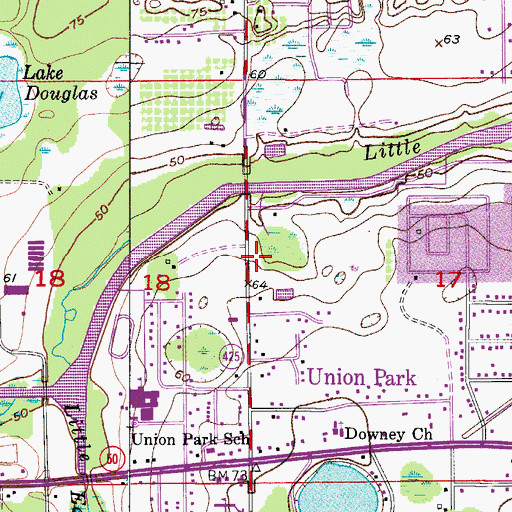 Topographic Map of Union Park Christian Church, FL