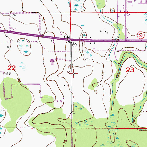 Topographic Map of Woodbury Presbyterian Church, FL