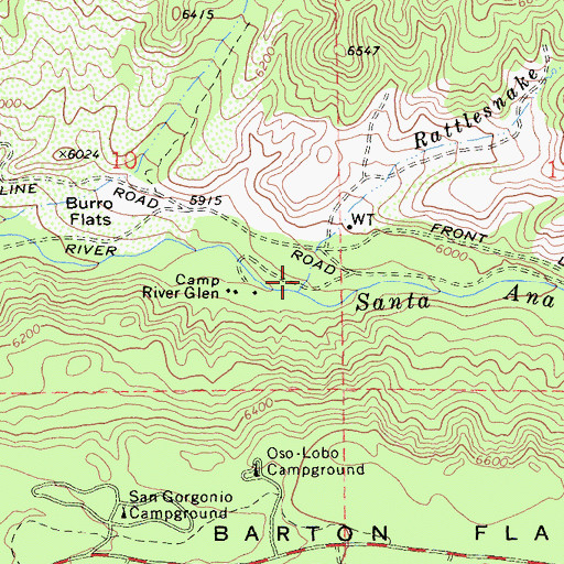 Topographic Map of Rattlesnake Creek, CA