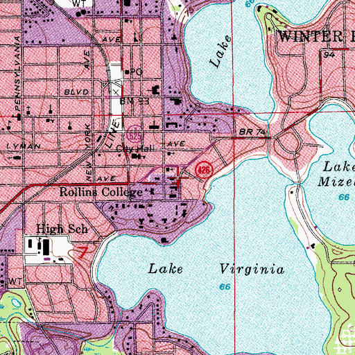 Topographic Map of Annie Russell Theatre, FL