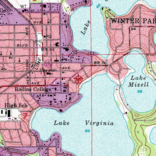 Topographic Map of Bert M Martin Tennis Complex, FL