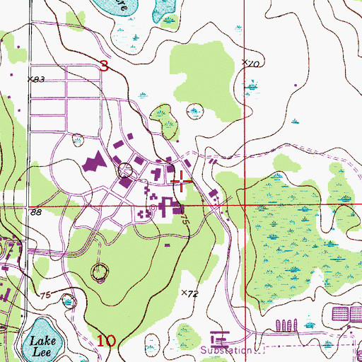 Topographic Map of Brevard Hall, FL