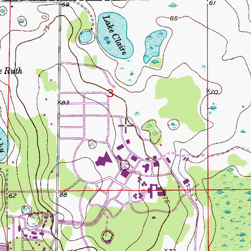 Topographic Map of Burnett Honors College, FL