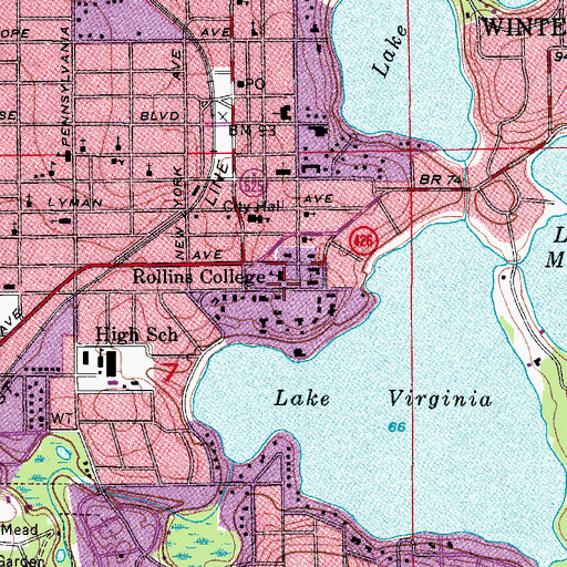 Topographic Map of Carnegie Hall, FL