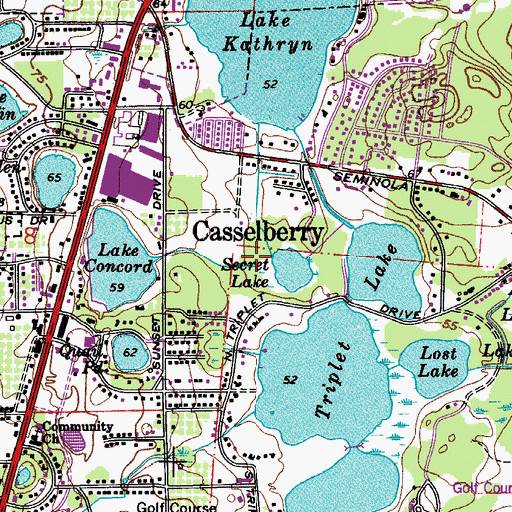 Topographic Map of Casselberry Senior Citizens Center, FL