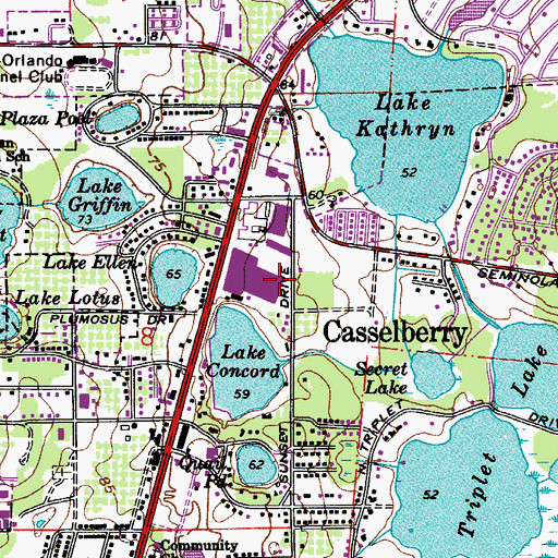 Topographic Map of Casselberry Shopping Center, FL