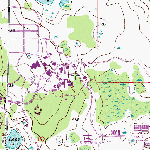 Topographic Map of Citrus Hall, FL