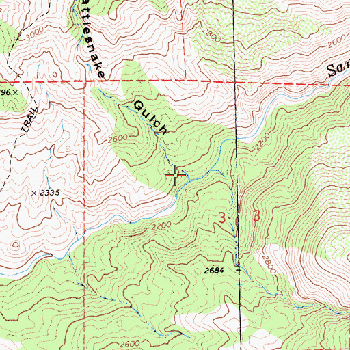 Topographic Map of Rattlesnake Gulch, CA