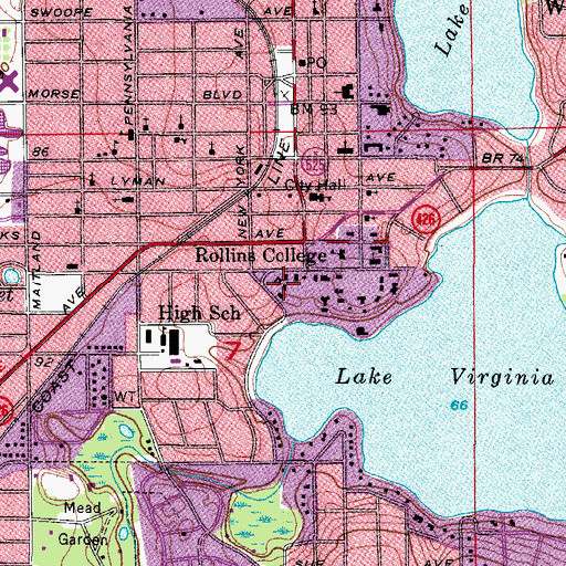 Topographic Map of Corrin Hall, FL