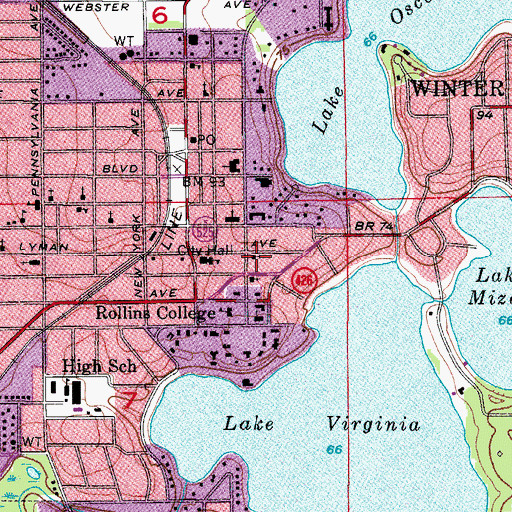 Topographic Map of Dubois Center, FL