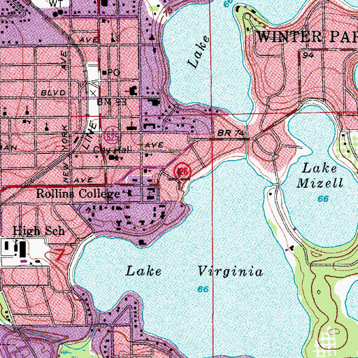 Topographic Map of Harold and Ted Alfond Sports Center, FL